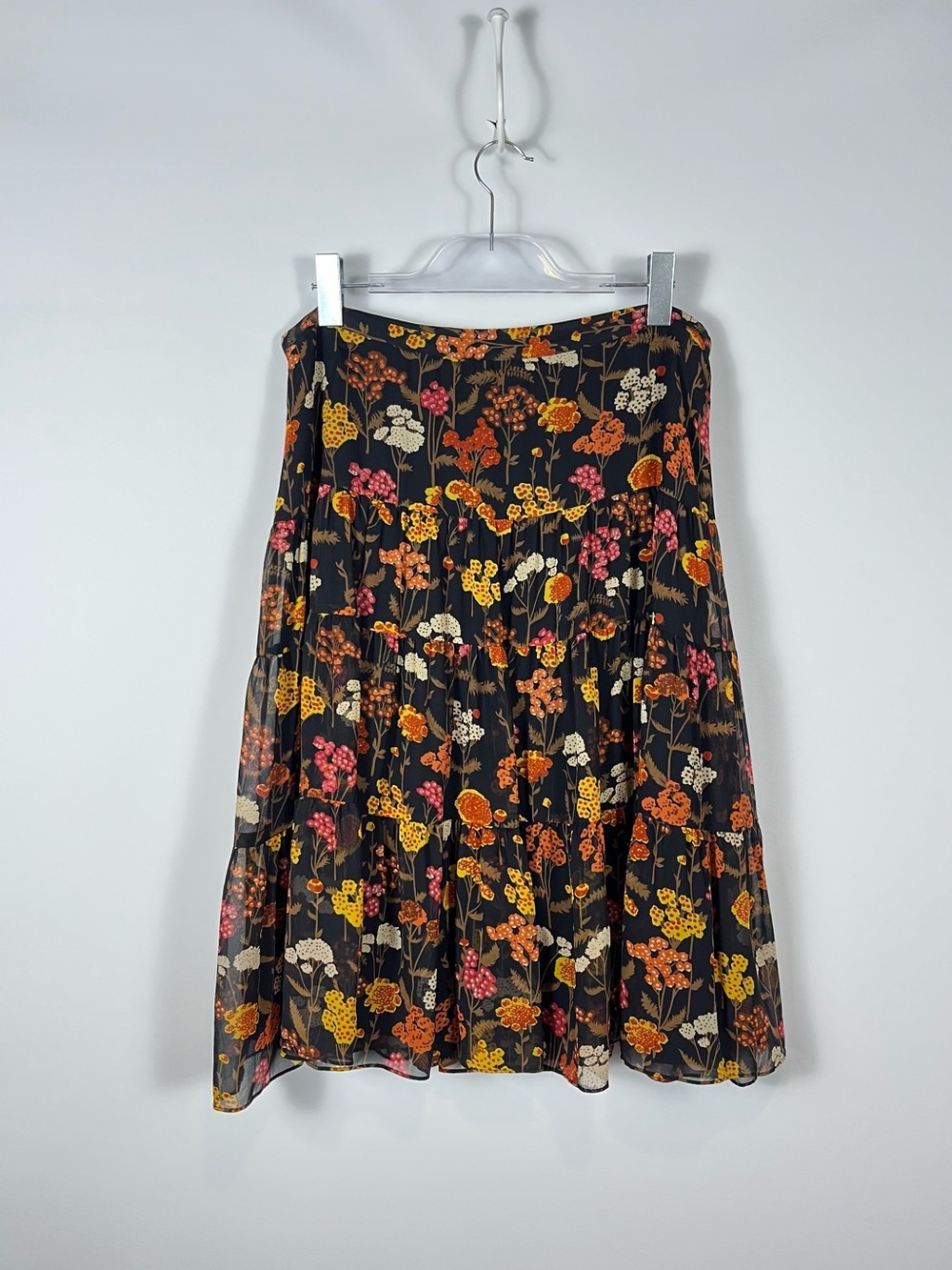 Dorthee Bis Vintage 100% Silk Tiered Floral Skirt Size 10